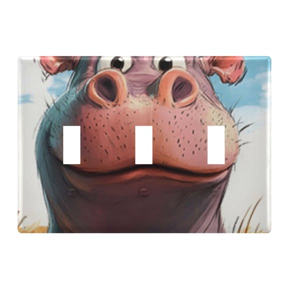Light Switch Cover Cartoon Cute Hippo Plates Faceplate Decorative Switch Plate for Bedroom Home Decor