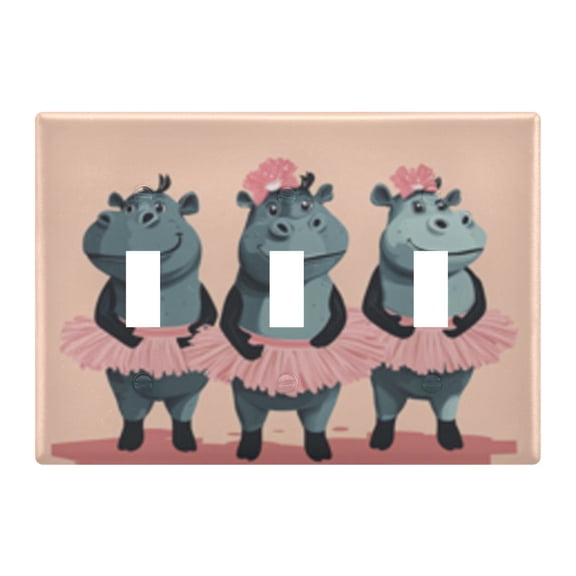 Light Switch Cover Cartoon Dancing Hippo Plates Faceplate Decorative Switch Plate for Bedroom Home Decor