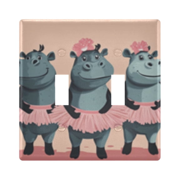 Light Switch Cover Cartoon Dancing Hippo Plates Faceplate Decorative Switch Plate for Bedroom Home Decor