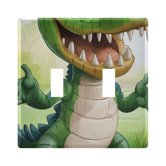 Light Switch Cover Cartoon Funny Crocodile Plates Faceplate Decorative Switch Plate for Bedroom Home Decor