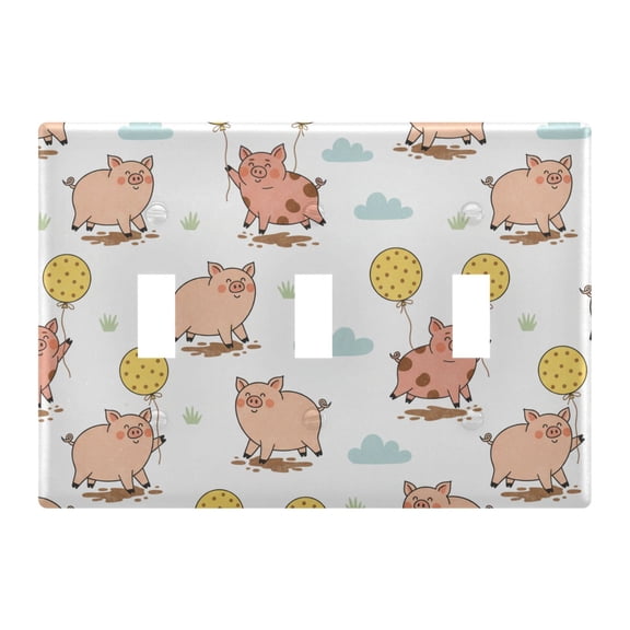 Light Switch Cover Cartoon Pig Balloon Plates Faceplate Decorative Switch Plate for Bedroom Home Decor