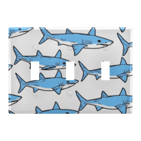 Light Switch Cover Cartoon Shark Design Plates Faceplate Decorative Switch Plate for Bedroom Home Decor