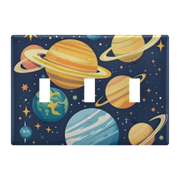 Light Switch Cover Cartoon Solar System Planet Plates Faceplate Decorative Switch Plate for Bedroom Home Decor