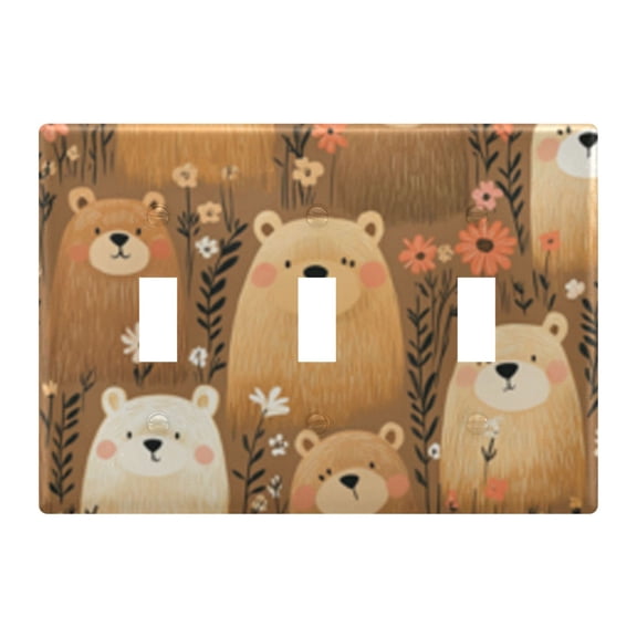 Light Switch Cover Cartoon Style Bears Plates Faceplate Decorative Switch Plate for Bedroom Home Decor