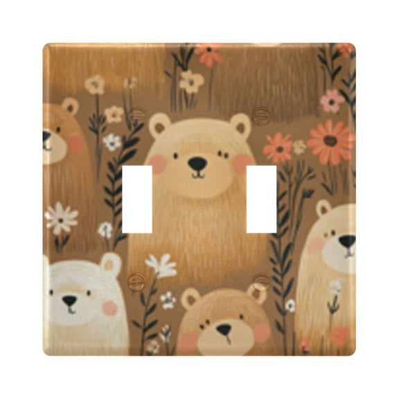 Light Switch Cover Cartoon Style Bears Plates Faceplate Decorative Switch Plate for Bedroom Home Decor