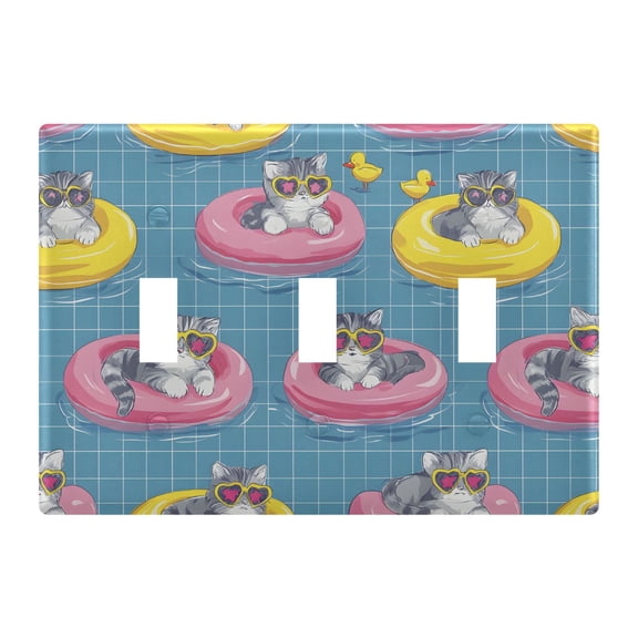 Light Switch Cover Cat Swimming Ring Plates Faceplate Decorative Switch Plate for Bedroom Home Decor