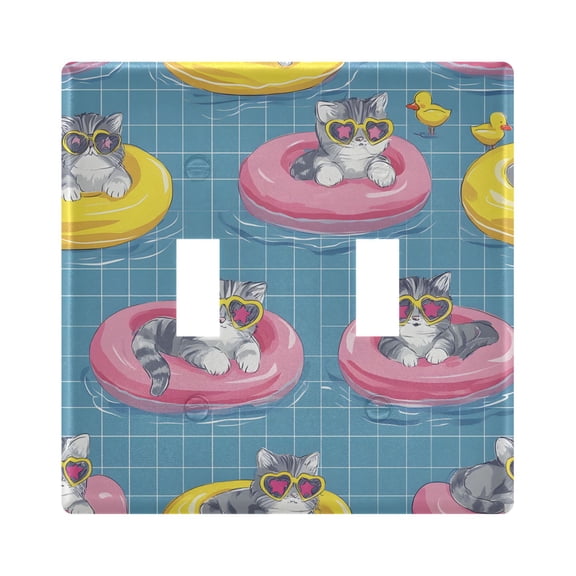 Light Switch Cover Cat Swimming Ring Plates Faceplate Decorative Switch Plate for Bedroom Home Decor