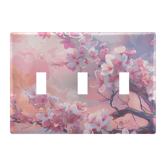 Light Switch Cover Cherry Blossoms Painting Plates Faceplate Decorative Switch Plate for Bedroom Home Decor