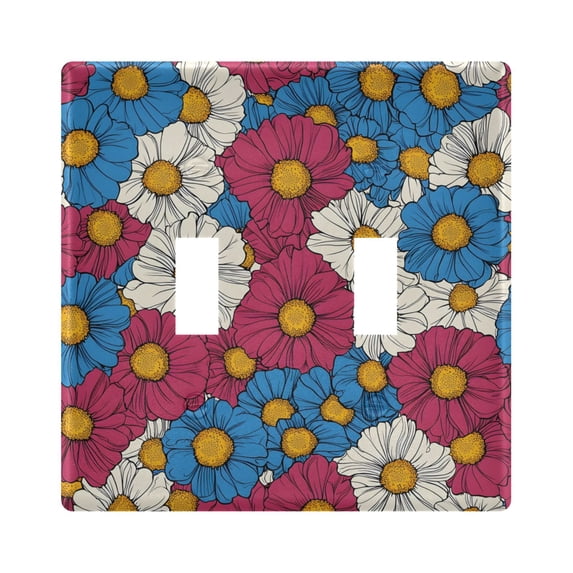 Light Switch Cover Colorful Daisy Plates Faceplate Decorative Switch Plate for Bedroom Home Decor
