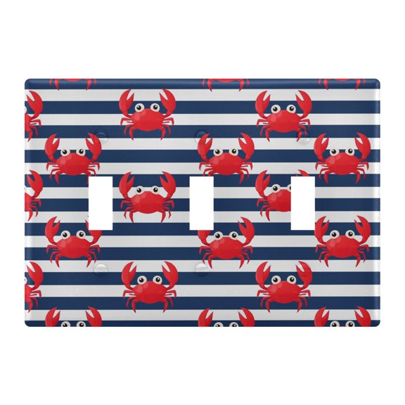 Light Switch Cover Crab with Blue and White Stripes Pattern Plates Faceplate Decorative Switch Plate for Bedroom Home Decor