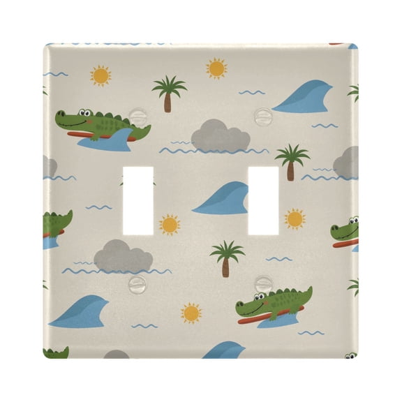 Light Switch Cover Crocodile Palm Tree Plates Faceplate Decorative Switch Plate for Bedroom Home Decor