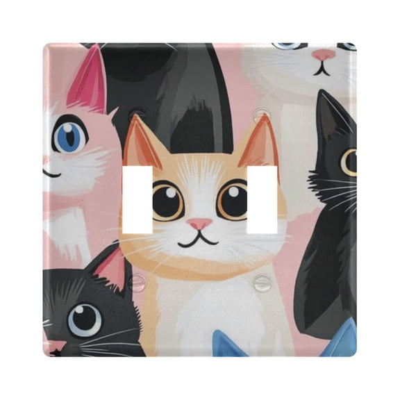 Light Switch Cover Cute Cartoon Cats Plates Faceplate Decorative Switch Plate for Bedroom Home Decor