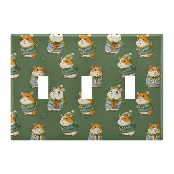 Light Switch Cover Cute Cartoon Hamsters in Chris Plates Faceplate Decorative Switch Plate for Bedroom Home Decor