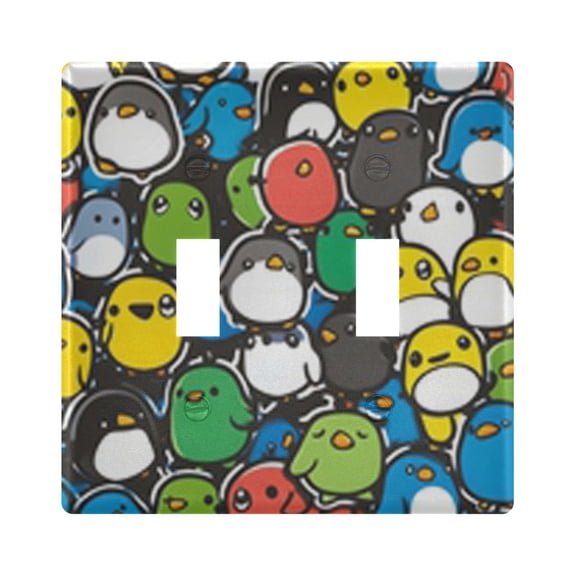Light Switch Cover Cute Cartoon Penguins Plates Faceplate Decorative Switch Plate for Bedroom Home Decor