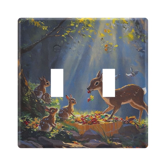 Light Switch Cover Feeding The Deer Plates Faceplate Decorative Switch Plate for Bedroom Home Decor