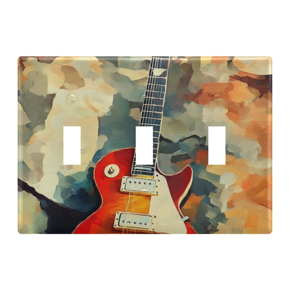 Light Switch Cover Fire Red Guitar Plates Faceplate Decorative Switch Plate for Bedroom Home Decor