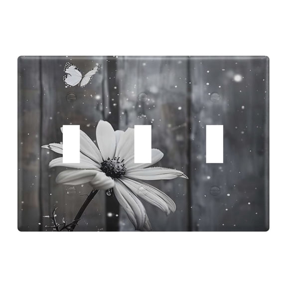 Light Switch Cover Flowers in A Wooden Board Plates Faceplate Decorative Switch Plate for Bedroom Home Decor