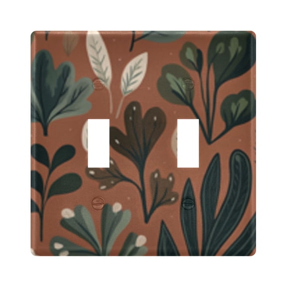 Light Switch Cover Foliage Design on Brown Plates Faceplate Decorative Switch Plate for Bedroom Home Decor