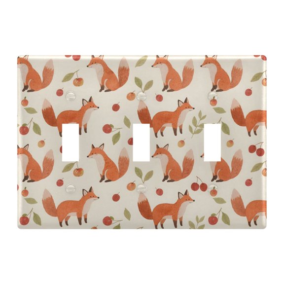 Light Switch Cover Fox Cherry Plates Faceplate Decorative Switch Plate for Bedroom Home Decor
