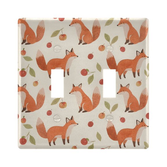 Light Switch Cover Fox Cherry Plates Faceplate Decorative Switch Plate for Bedroom Home Decor