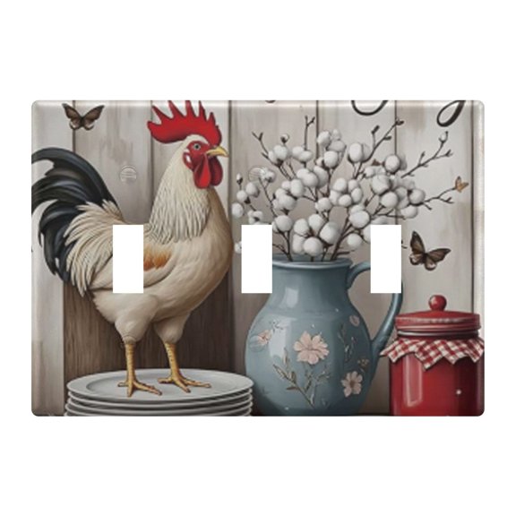 Light Switch Cover Funny Rooster Plates Faceplate Decorative Switch Plate for Bedroom Home Decor