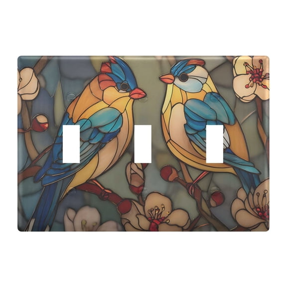 Light Switch Cover Glass Bird Plates Faceplate Decorative Switch Plate for Bedroom Home Decor