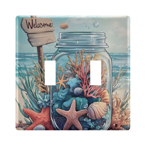 Light Switch Cover Glass Bottle Starfish Plates Faceplate Decorative Switch Plate for Bedroom Home Decor