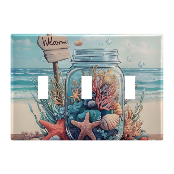 Light Switch Cover Glass Bottle Starfish Plates Faceplate Decorative Switch Plate for Bedroom Home Decor