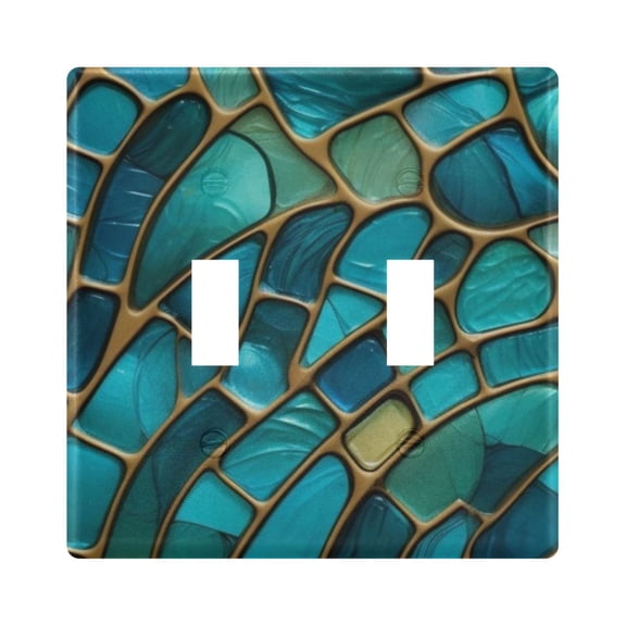 Light Switch Cover Glass-like Blue Gold Art Plates Faceplate Decorative Switch Plate for Bedroom Home Decor