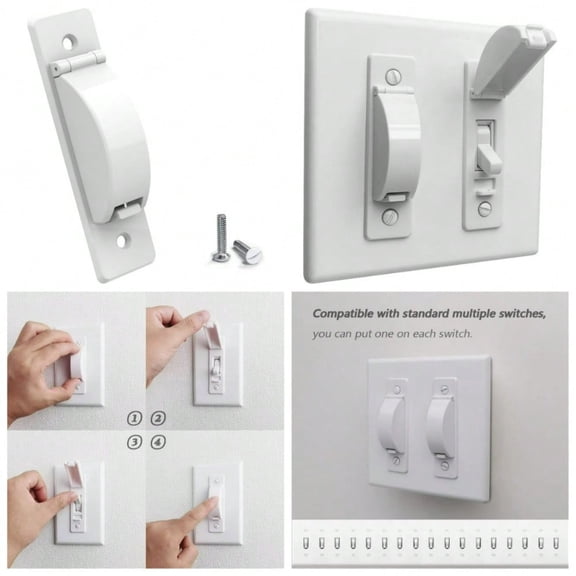Light Switch Cover Guard Plate Protects From Accidental On Or Off White 2 Packs Durable Sturdy Easy Install Practical Safety Home Accessory