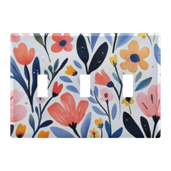 Light Switch Cover Hand Painted Cute Flower Plates Faceplate Decorative Switch Plate for Bedroom Home Decor