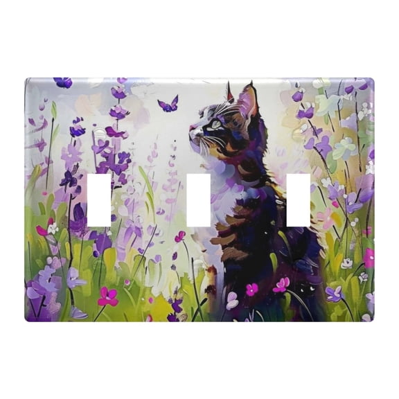 Light Switch Cover Lavender Cat Plates Faceplate Decorative Switch Plate for Bedroom Home Decor