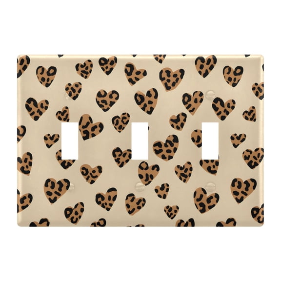 Light Switch Cover Leopard Print Heart Plates Faceplate Decorative Switch Plate for Bedroom Home Decor