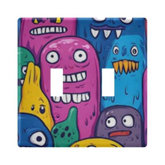 Light Switch Cover Monster Cartoon Doodle Plates Faceplate Decorative Switch Plate for Bedroom Home Decor