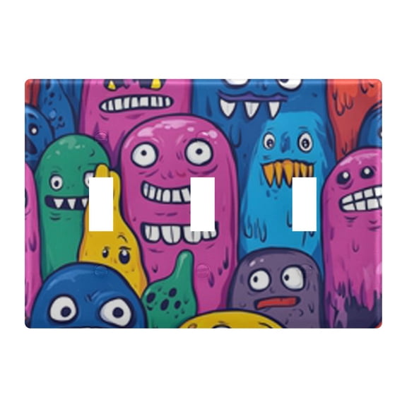 Light Switch Cover Monster Cartoon Doodle Plates Faceplate Decorative Switch Plate for Bedroom Home Decor