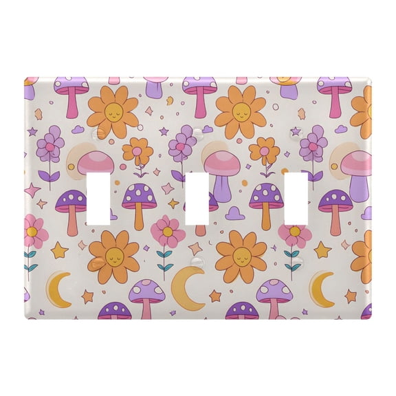 Light Switch Cover Mushroom Flower Plates Faceplate Decorative Switch Plate for Bedroom Home Decor