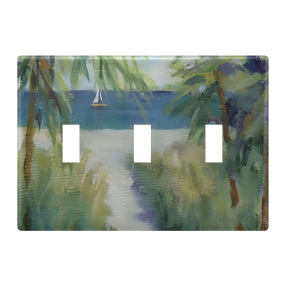 Light Switch Cover Palm Tree Beach Plates Faceplate Decorative Switch Plate for Bedroom Home Decor