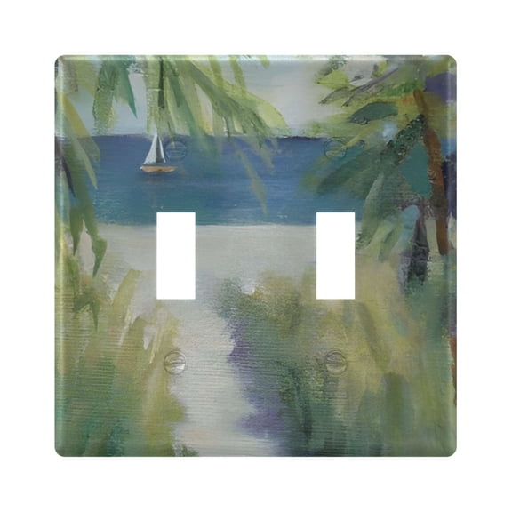 Light Switch Cover Palm Tree Beach Plates Faceplate Decorative Switch Plate for Bedroom Home Decor