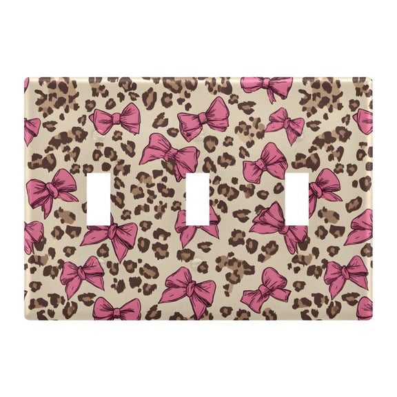 Light Switch Cover Pink Bow Leopard Print Plates Faceplate Decorative Switch Plate for Bedroom Home Decor