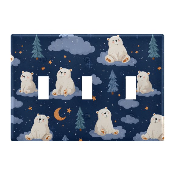 Light Switch Cover Polar Bear Cloud Tree Plates Faceplate Decorative Switch Plate for Bedroom Home Decor