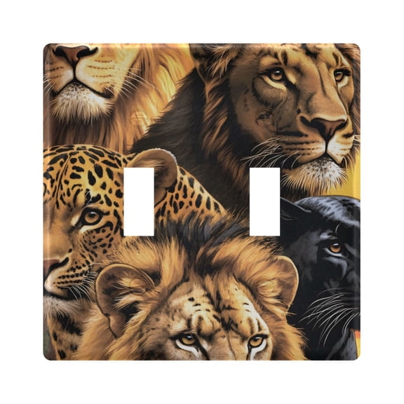 Light Switch Cover Poster Depicting Five Animals Lion Plates Faceplate Decorative Switch Plate for Bedroom Home Decor