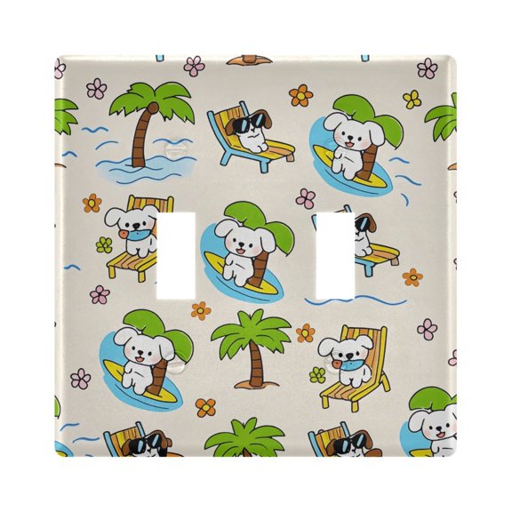 Light Switch Cover Puppy Palm Tree Plates Faceplate Decorative Switch Plate for Bedroom Home Decor