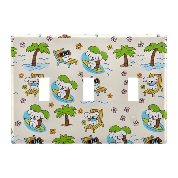 Light Switch Cover Puppy Palm Tree Plates Faceplate Decorative Switch Plate for Bedroom Home Decor