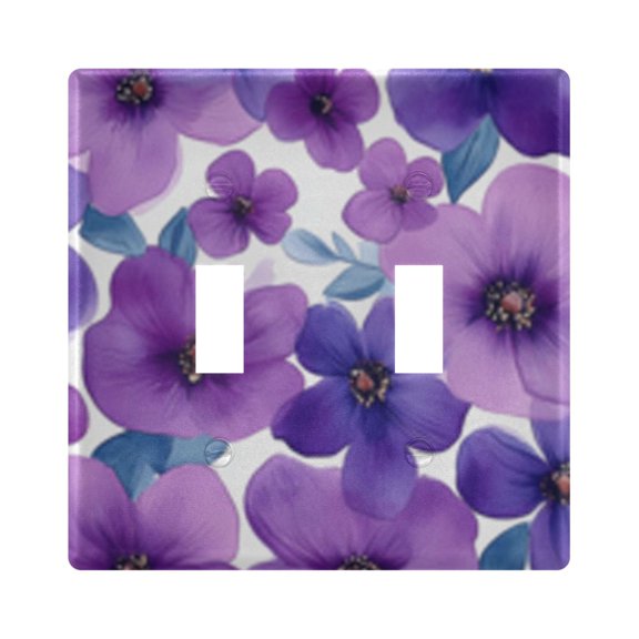Light Switch Cover Purple Flower Hand Painted Watercolor Plates Faceplate Decorative Switch Plate for Bedroom Home Decor