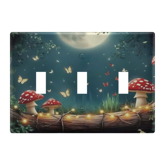 Light Switch Cover Red Mushroom Plates Faceplate Decorative Switch Plate for Bedroom Home Decor