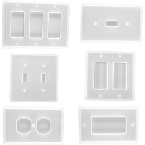 Light Switch Cover Resin Mold: 6Pcs Switch Socket Panel Plaster Mold for Epoxy Resin, Switch Plate Silicone Mold Outlet Cover Molds for DIY Crafts Making Home Decor