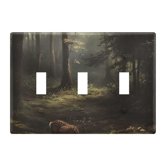 Light Switch Cover Retro Forest Deer Plates Faceplate Decorative Switch Plate for Bedroom Home Decor