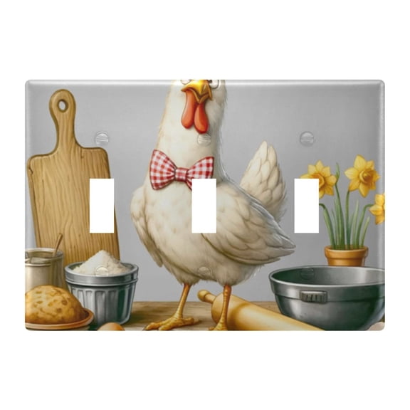 Light Switch Cover Rooster Funny Kitchen Plates Faceplate Decorative Switch Plate for Bedroom Home Decor