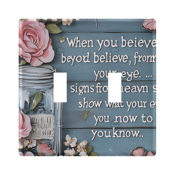 Light Switch Cover Rose Glass Vase Butterfly Plates Faceplate Decorative Switch Plate for Bedroom Home Decor