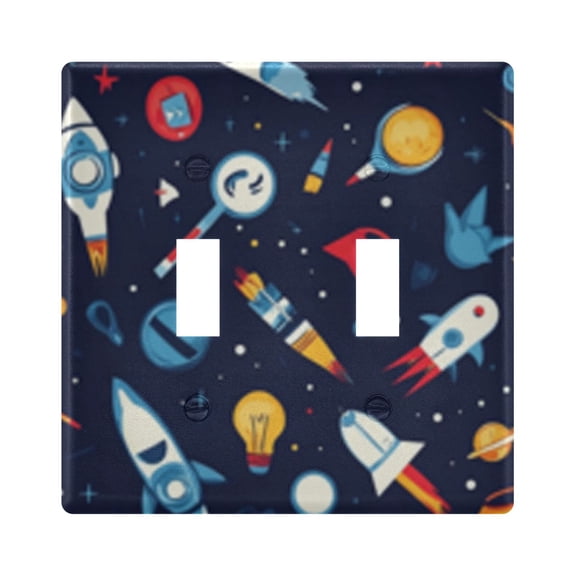 Light Switch Cover Space Theme Cartoon Planet Rocket Plates Faceplate Decorative Switch Plate for Bedroom Home Decor